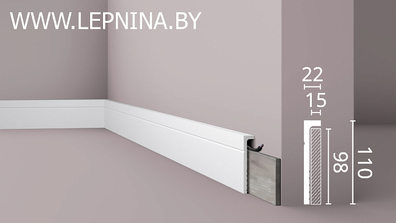 NMC WALLSTYL профиль CF2 выс.плотности 110х22мм белый 18шт/кор